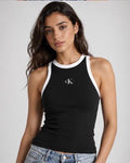 Calvin Klein Ribbed Logo Tank Top – Black