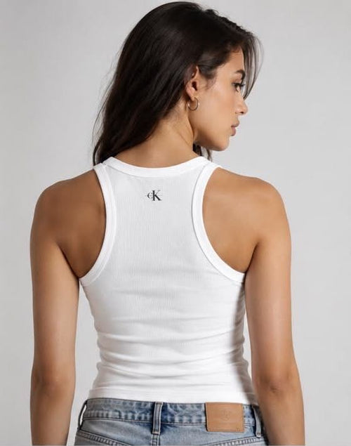 Calvin Klein Ribbed Logo Tank Top – Wh